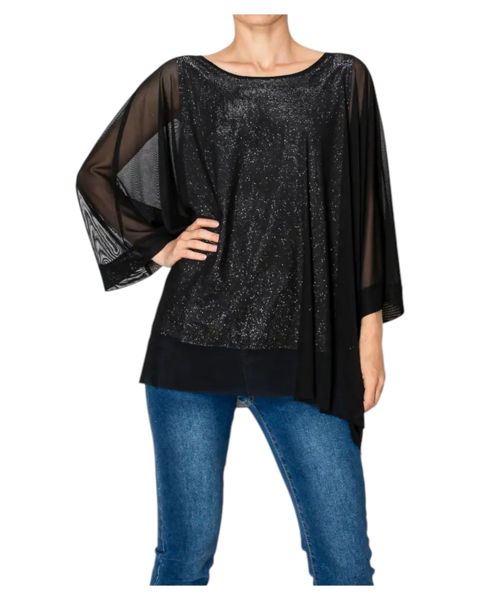 Starry Night Black Sparkly Tunic Top Wish Upon Boutique