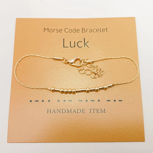 Golden Morse Code Inspiration Bracelet - Luck