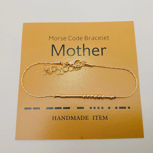 Golden Morse Code Inspiration Bracelet - Mother