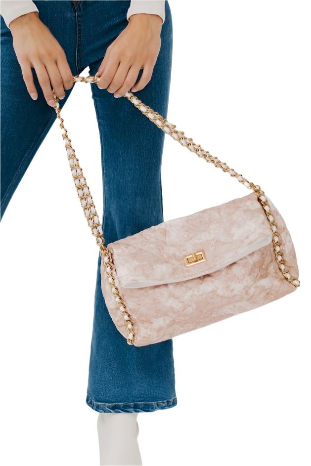 Brianna Chain Slouchy Shoulder Bag (Pink)