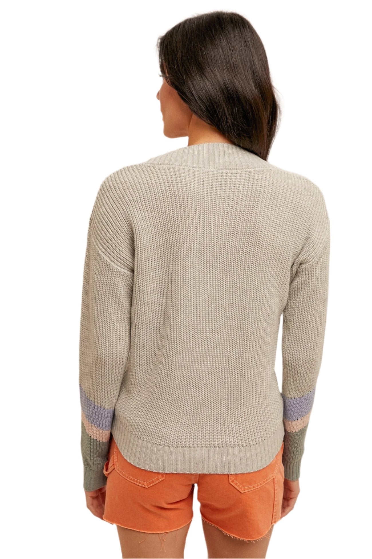 Dove Grey Color-Block Sleeve Sweater