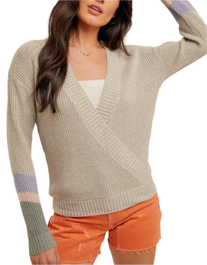 Dove Grey Color-Block Sleeve Sweater