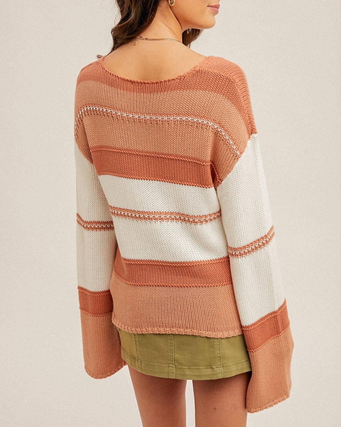 Sienna and cream striped knit sweater