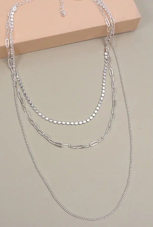 Chic Multi-Layer Silver Chain Necklace 