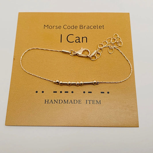 Golden Morse Code Inspiration Bracelet - I Can