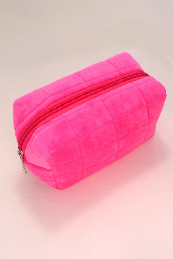 Luxurious velvet travel cosmetic makeup pouch with a zip closure, perfect for storing beauty essentials.