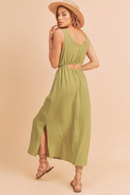 Avocado Gauze Cotton Midi Dress