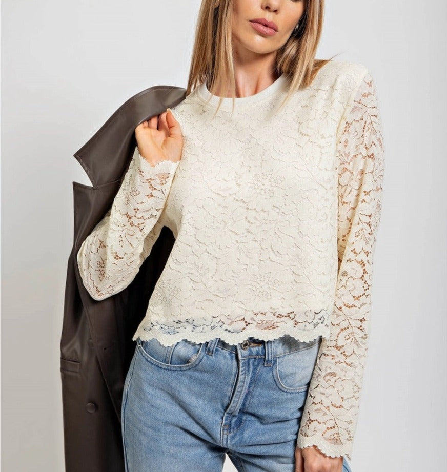 Ivory Double Layered Lace Top