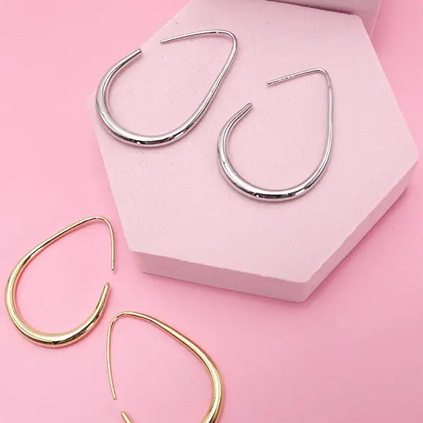 18K gold or Silver dipped thin hoop earrings with stainless steel posts, tarnish-free. 