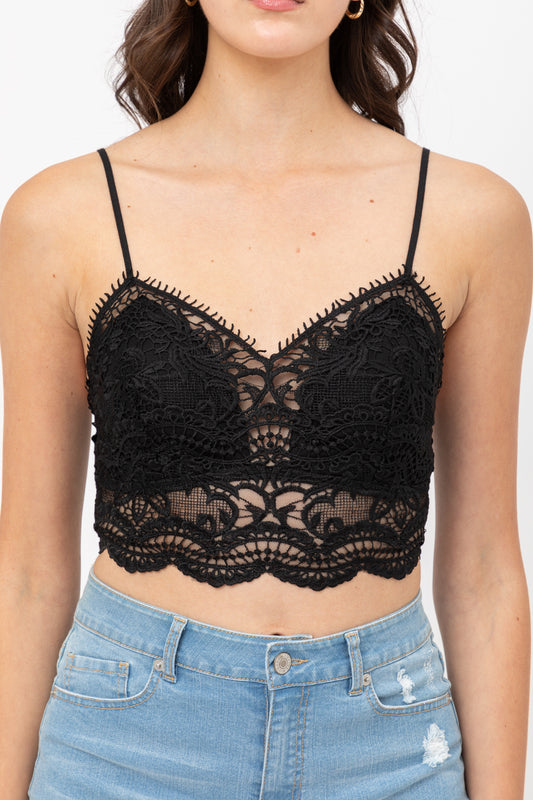 Black Woven Lace Bralette