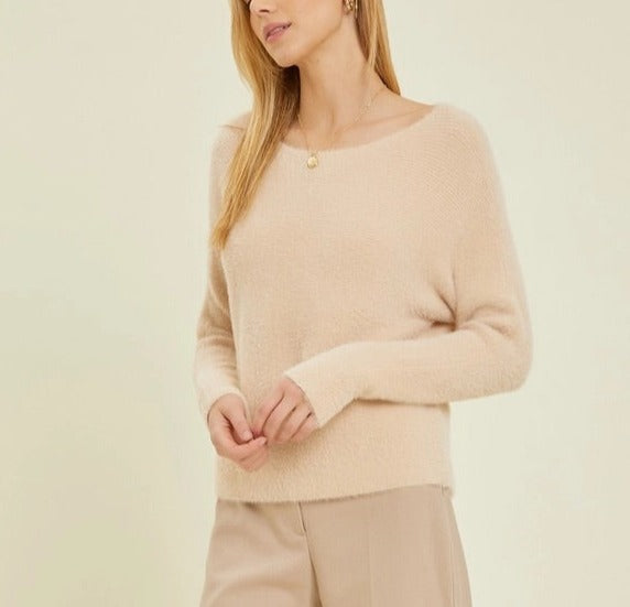 Lt. Beige Ultra Soft Fuzzy Sweater