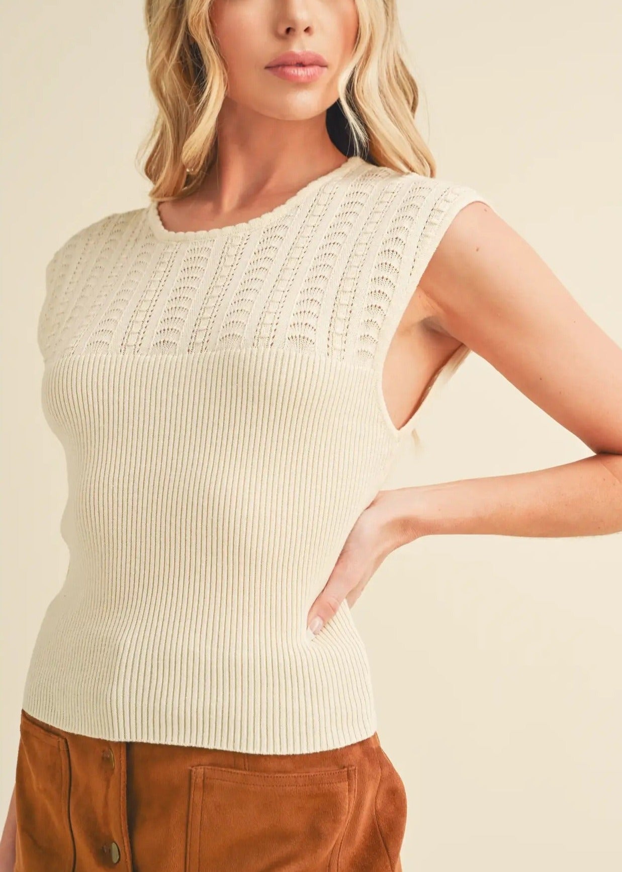 Natural Knit Sleeveless Sweater