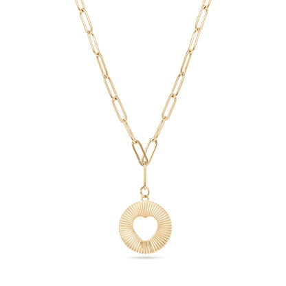 Waterproof Gold Sunburst Heart Pendant Necklace (Gold or Silver)