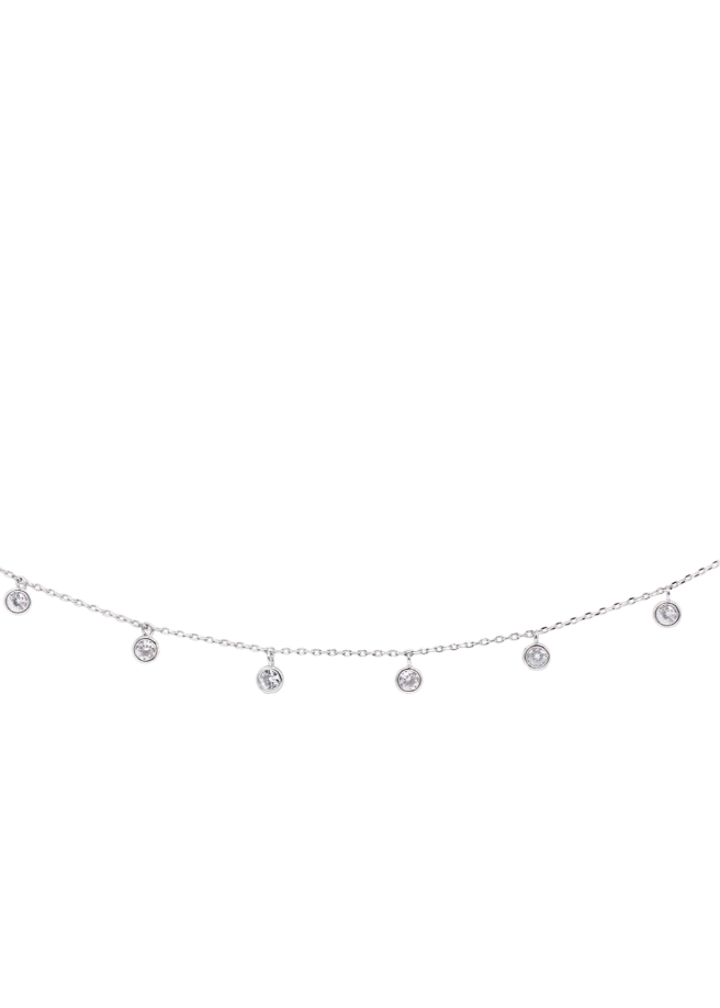 Sterling silver dipped cubic zirconia choker necklace.