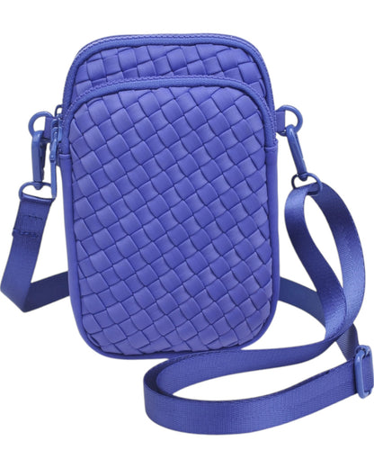 Divide & Conquer Woven Cell Phone Crossbody Bag - Periwinkle