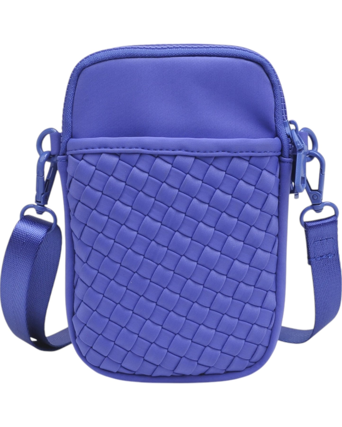 Divide & Conquer Woven Cell Phone Crossbody Bag - Periwinkle