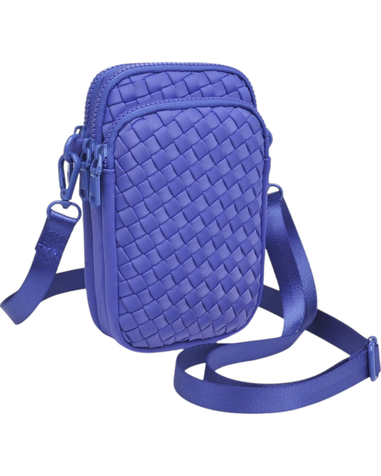 Divide & Conquer Woven Cell Phone Crossbody Bag - Periwinkle