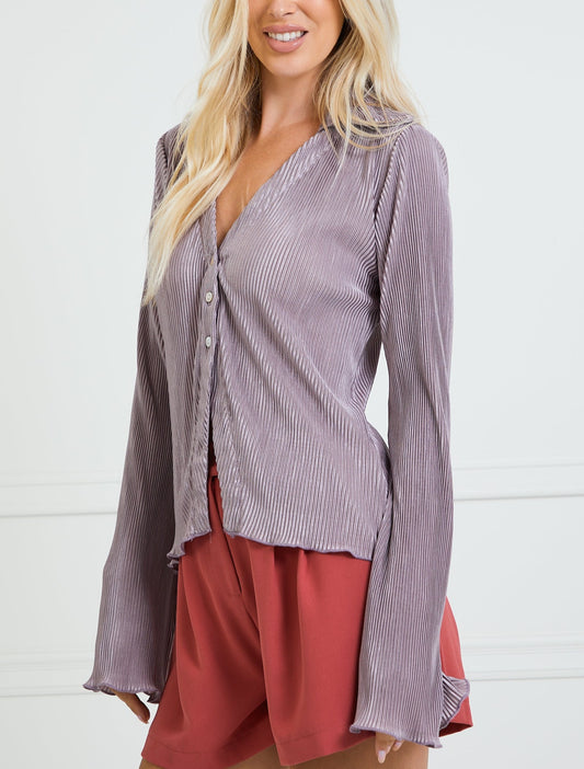 Hazy Amethyst Split Button Up Blouse