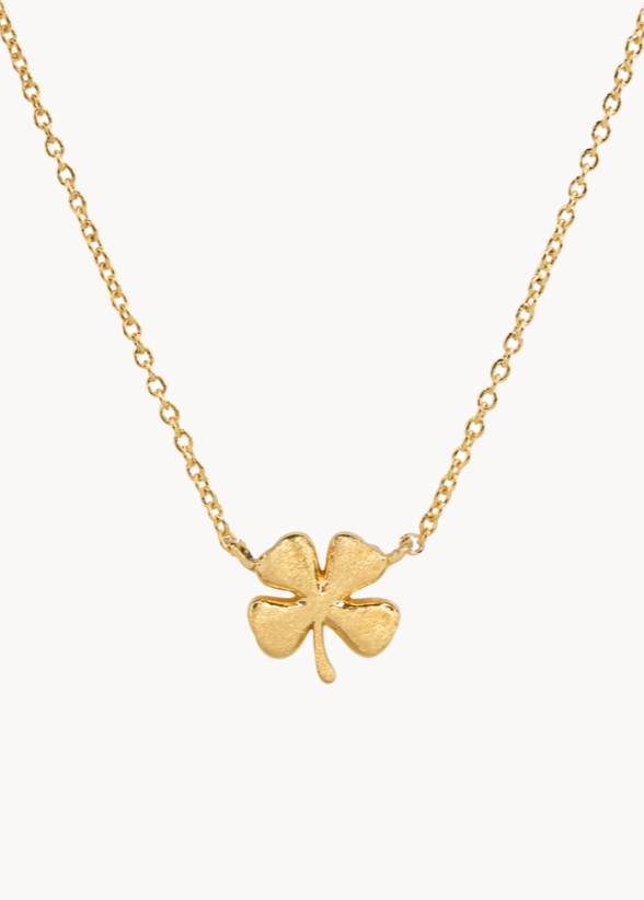 14K gold-dipped lucky clover necklace with an adjustable chain.