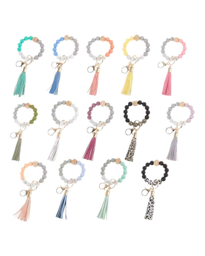 The Never Lost Leather Tassle and Silicone Keychain Bracelet