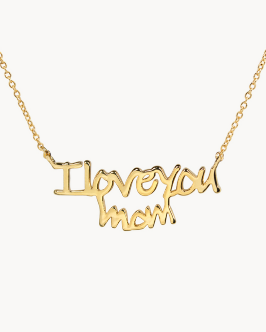 "I Love You Mom" 14K Gold Dipped Necklace. 