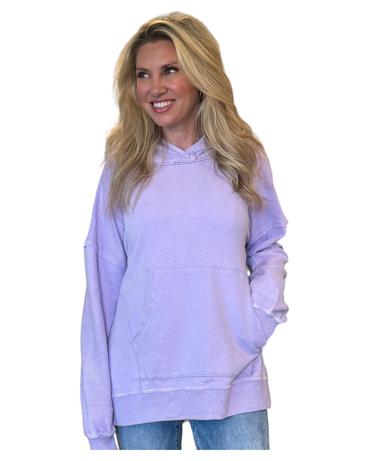 Nikki 100% Cotton Washed Lilac Hoodie