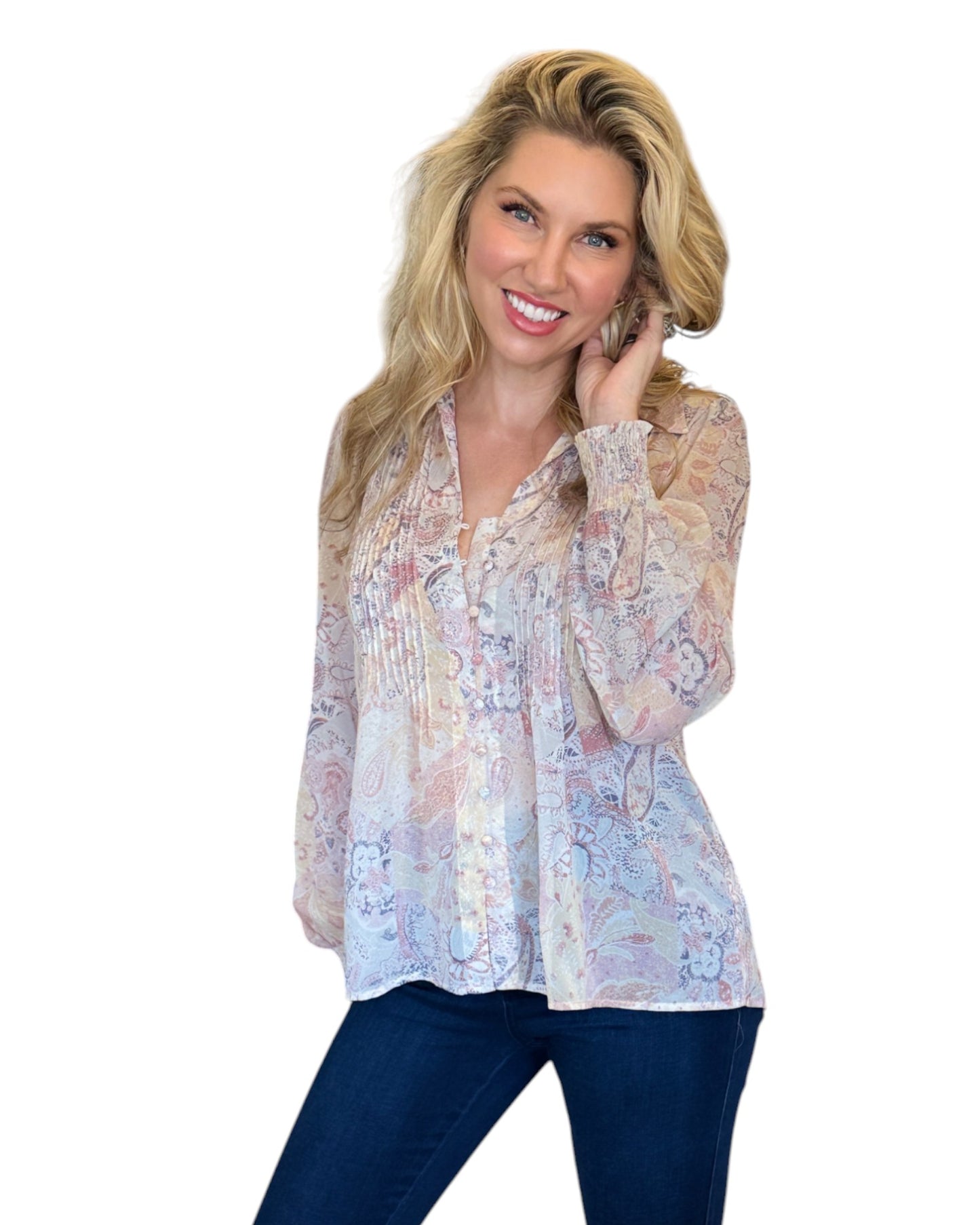 Paige Floral Paisley Long Sleeve Blouse