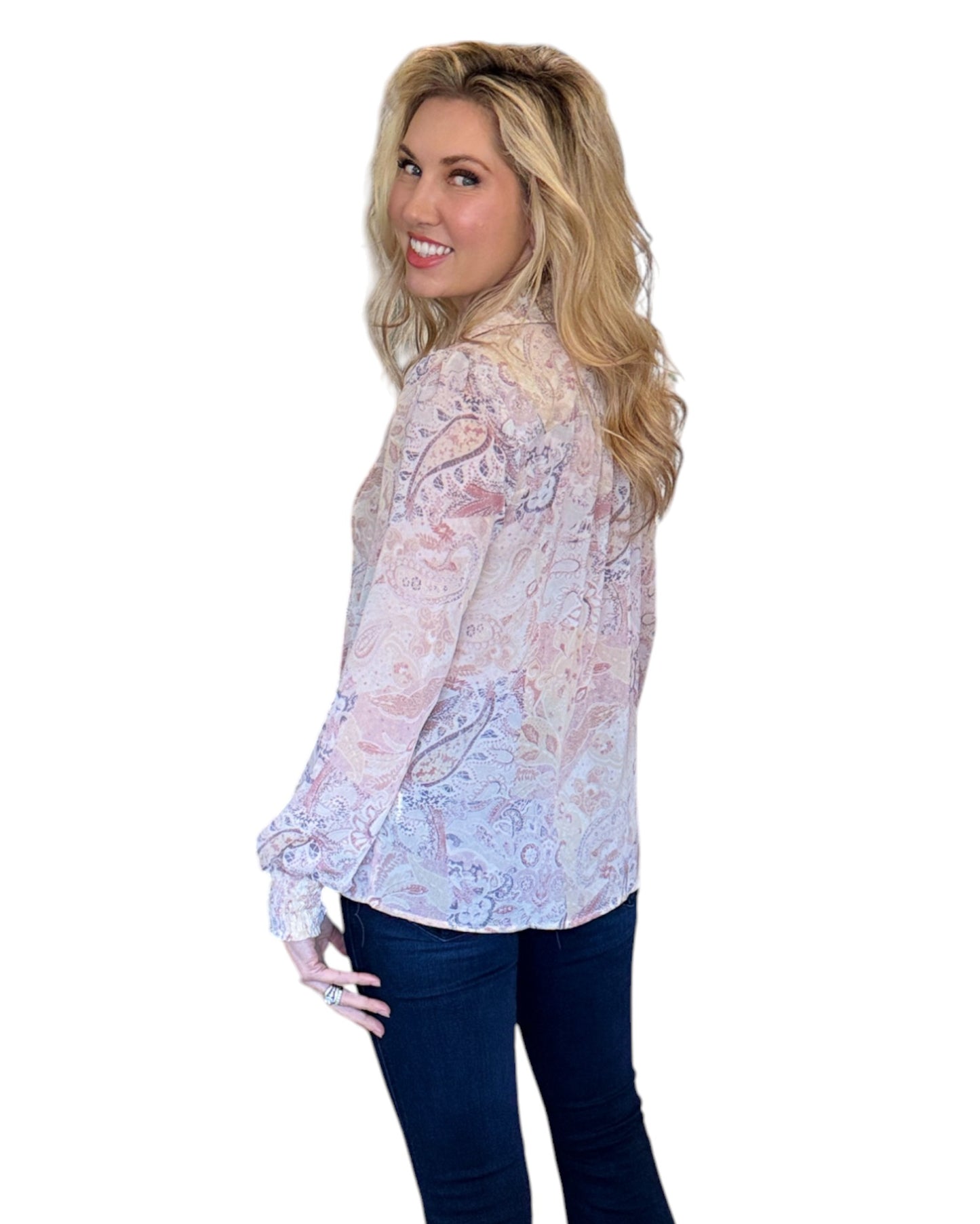 Paige Floral Paisley Long Sleeve Blouse