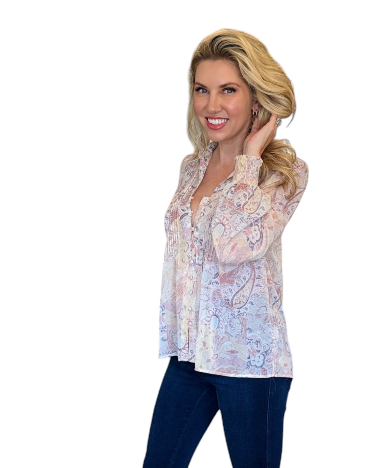 Paige Floral Paisley Long Sleeve Blouse