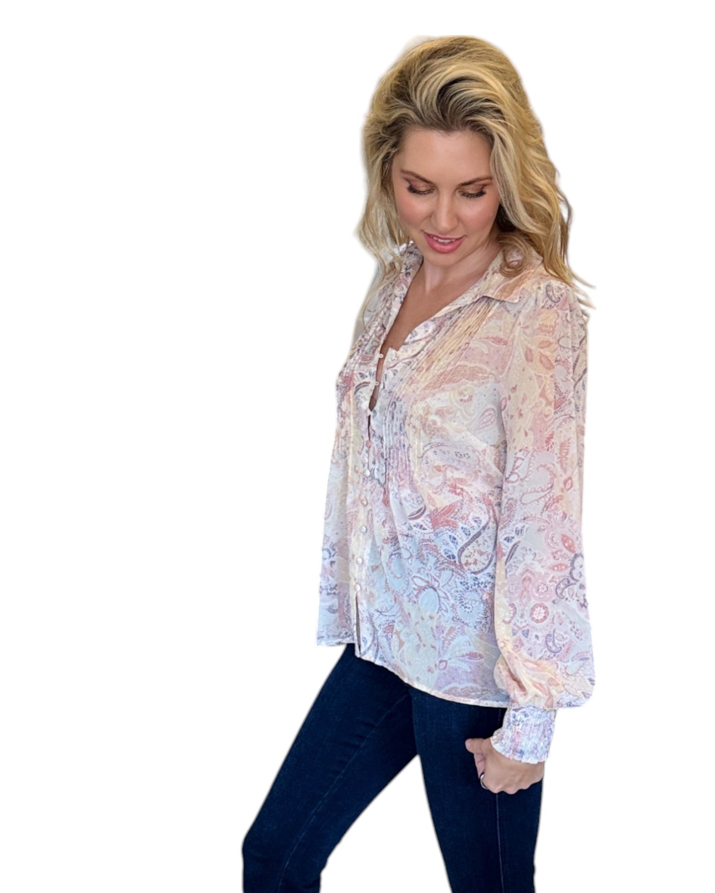 Paige Floral Paisley Long Sleeve Blouse