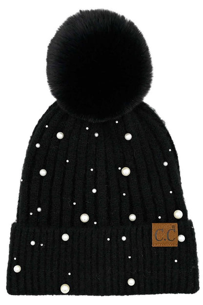 C.C Pearl Embellished Pom Winter Hat