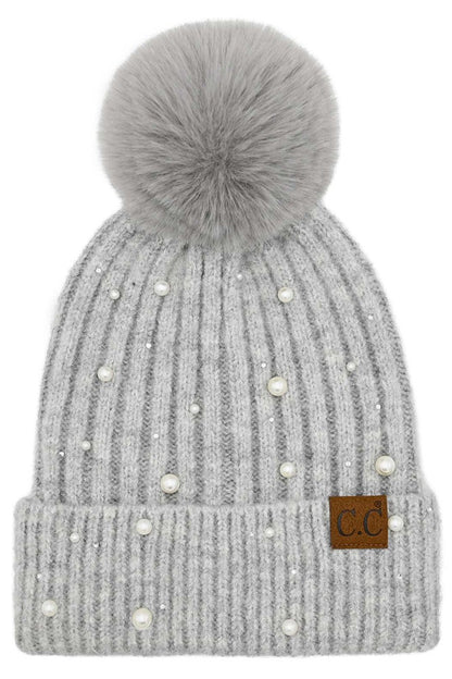 C.C Pearl Embellished Pom Winter Hat