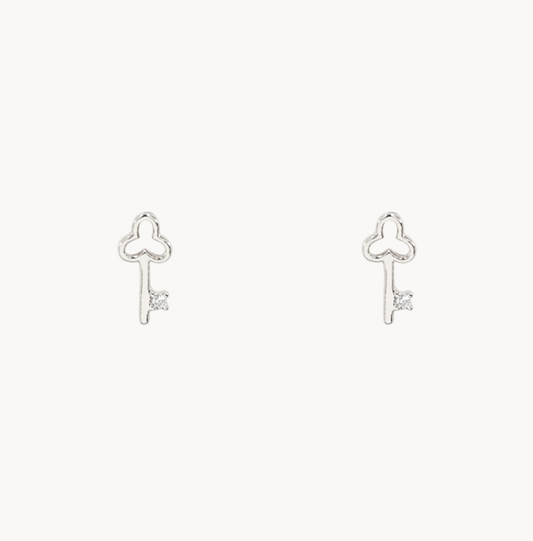 Silver Mini Key Earrings