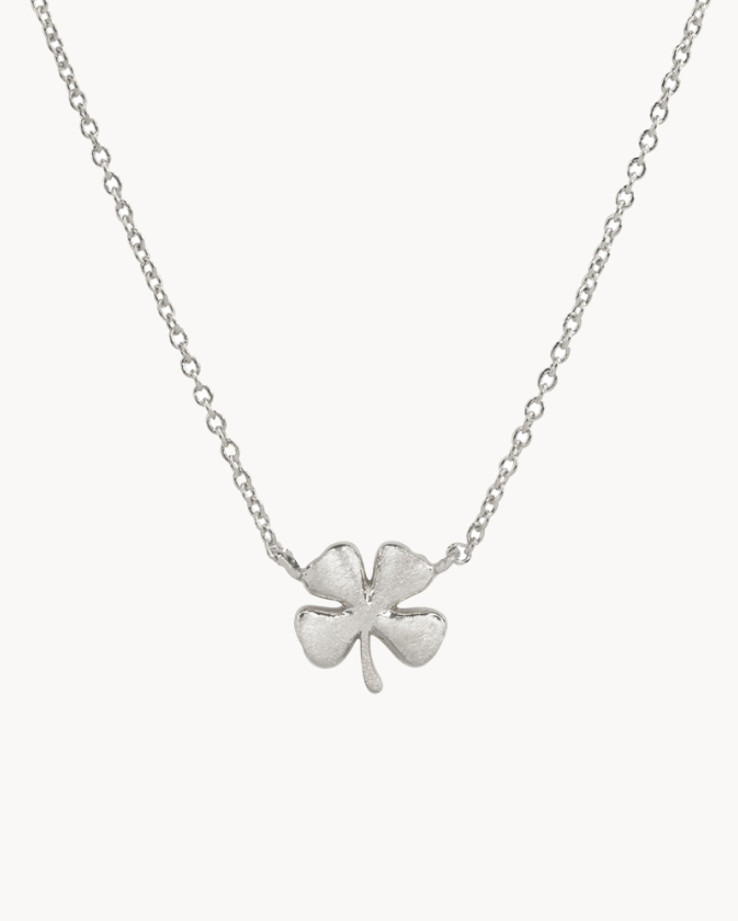 Sterling Silver dipped lucky clover necklace with an adjustable chain.