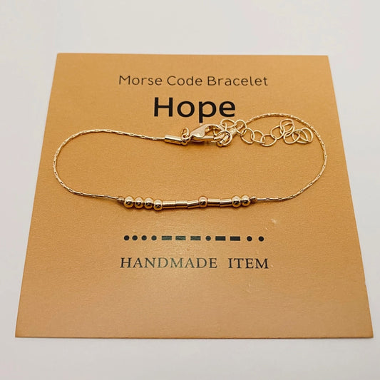 Golden Morse Code Inspiration Bracelet - Hope