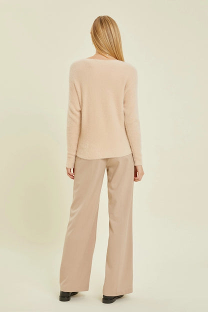 Lt. Beige Ultra Soft Fuzzy Sweater