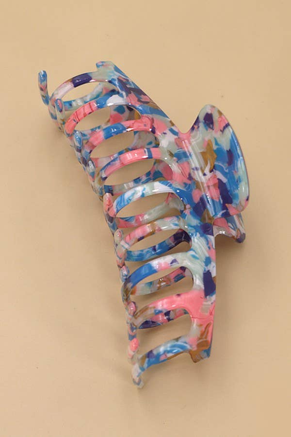 Large colorful mermaid hair claw clip with an ocean-inspired design, perfect for secure and stylish updos.