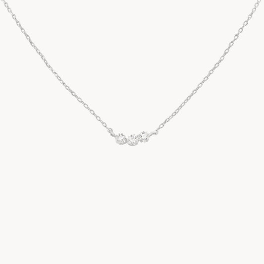 3 Diamond (CZ) Dainty Sterling Silver Dipped Necklace