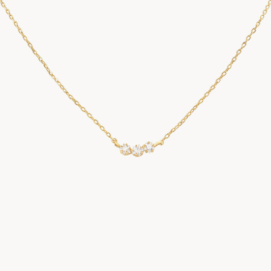 3 Diamond (CZ) Dainty 14K Gold Dipped Necklace