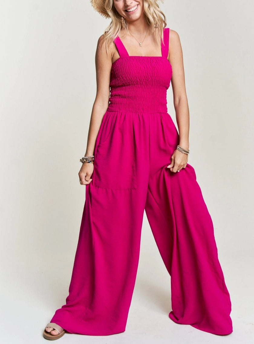 Magenta Wide Leg Jumpsuit