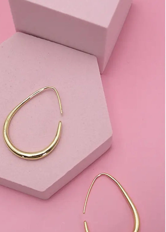 18K gold or Silver dipped thin hoop earrings with stainless steel posts, tarnish-free. 