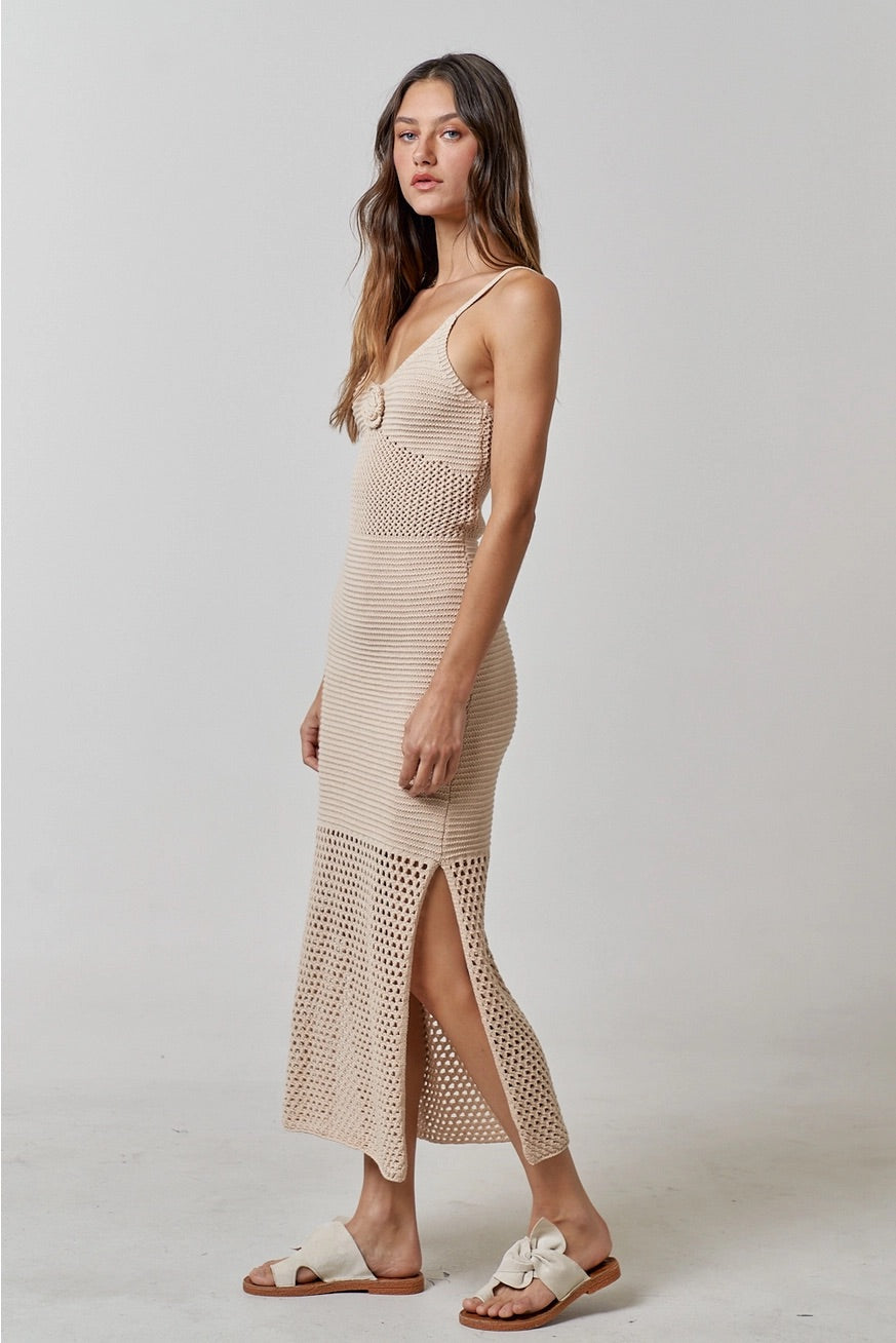 Serene Sands Rosette Maxi Dress