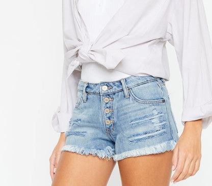 Kan Can Boyfriend Fit Button Up Jean Short