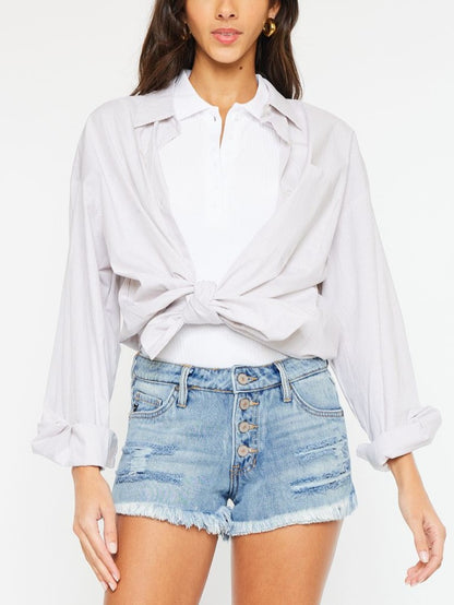 Kan Can Boyfriend Fit Button Up Jean Short