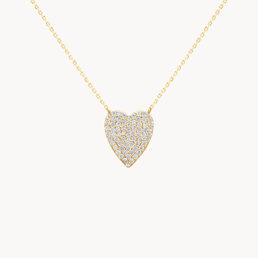 Gold Lovely Heart CZ Necklace