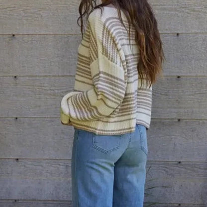 Fair Play Taupe and Cream Sweater