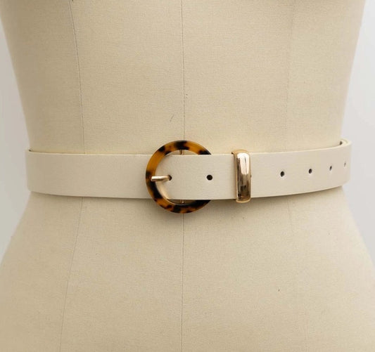 Tortoise Shell Ivory O-Ring Buckle Belt